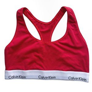 Calvin Klein Juniors Large Red Racerback Logo Cotton Bralette